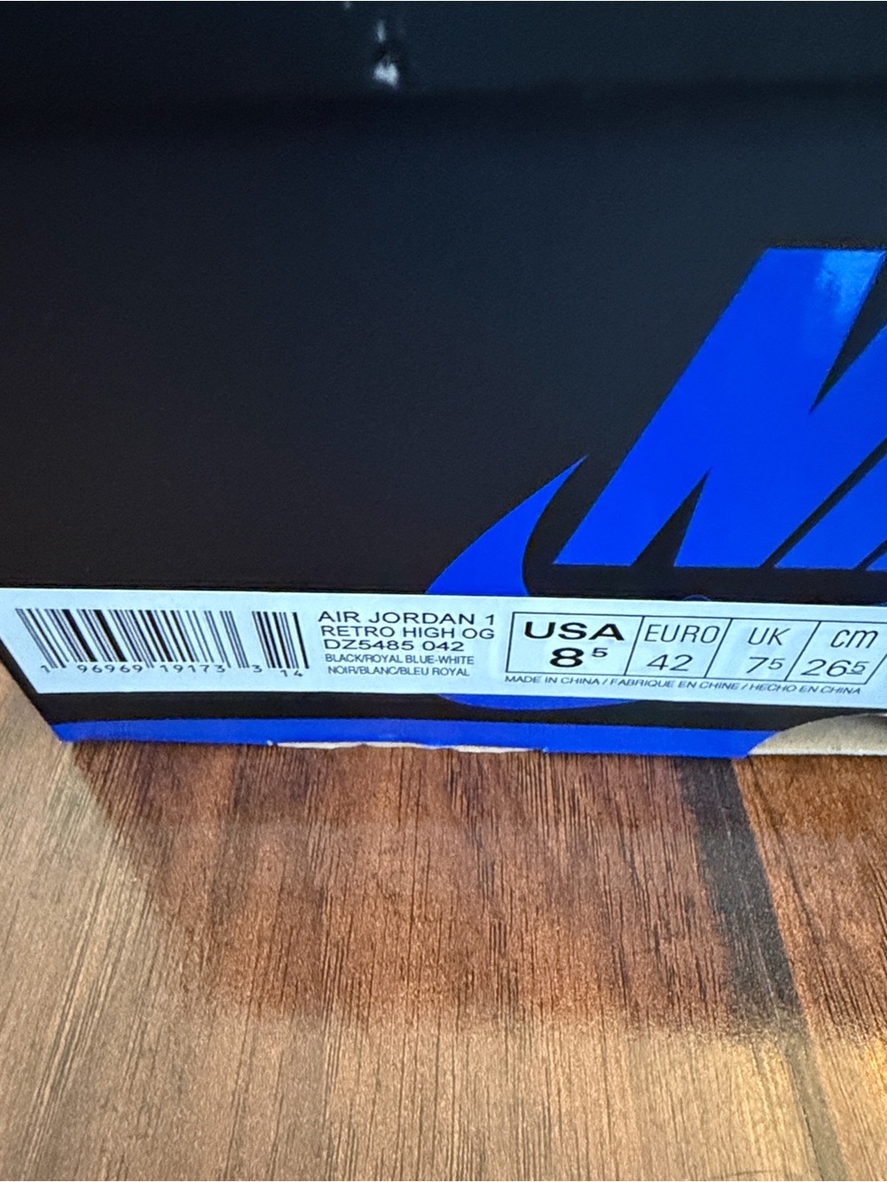 Jordan Air OG High in Black and Royal Blue - Picture 8 of 8